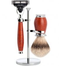 Бритвенный набор MUEHLE PURIST, бриар, барсучий ворс высшей категории Silvertip, бритва Mach3