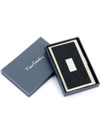 Визитница Pierre Cardin, черная кожа + металл