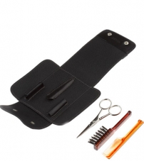 Дорожный набор для усов и бороды IL Ceppo в черном чехле: щетка, расческа, ножницы