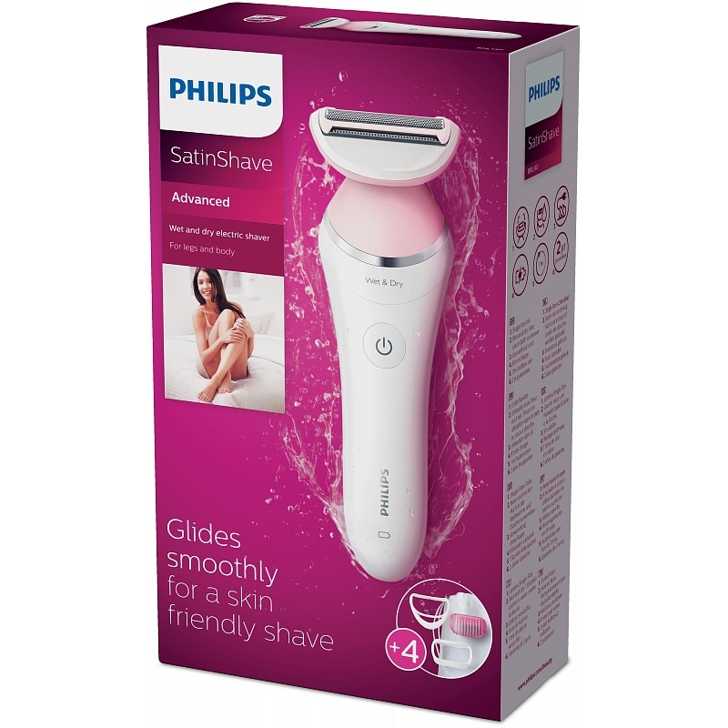 Электробритва PHILIPS SatinShave Advanced BRL140/00, для женщин, белый и розовый
