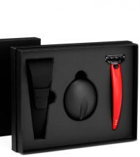 Набор Bolin Webb R1, бритва R1-S красная, подставка черная R1, дорожный чехол