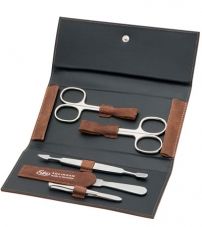 Маникюрный набор, 5пр. Футляр: натур.кожа, цвет коричневый Erbe 94990ER