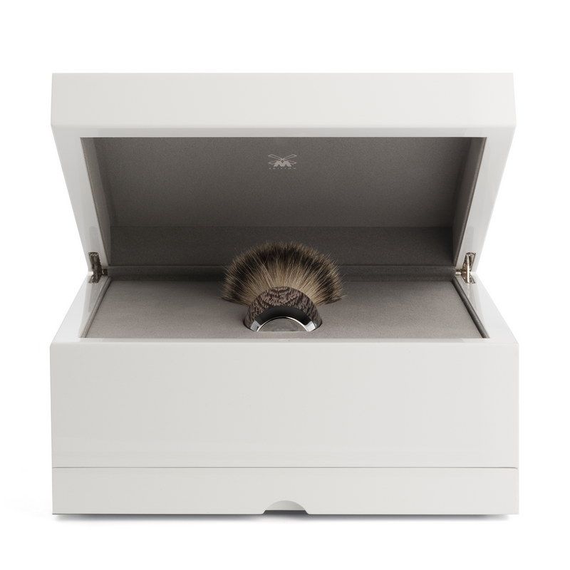 Бритвенный набор MUEHLE EDITION, барсучий ворс высшей категории Silvertip, бритва Fusion, мореный дуб, стерлинговое серебро
