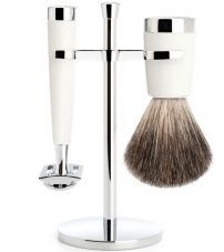 Бритвенный набор MUEHLE LISCIO, белая смола, натуральный барсучий ворс, Т-образная бритва