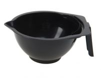 Чаша для краски DEWAL, черная, с ручкой, носиком и расческой на бортике, с резинкой на дне 300 мл