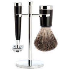 Бритвенный набор MUEHLE LISCIO, черная смола, натуральный барсучий ворс, Т-образная бритва