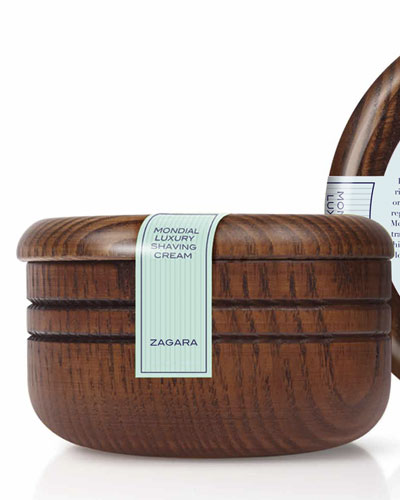 Крем для бритья Mondial "ZAGARA" с ароматом флёрдоранжа, деревянная чаша, 140 мл