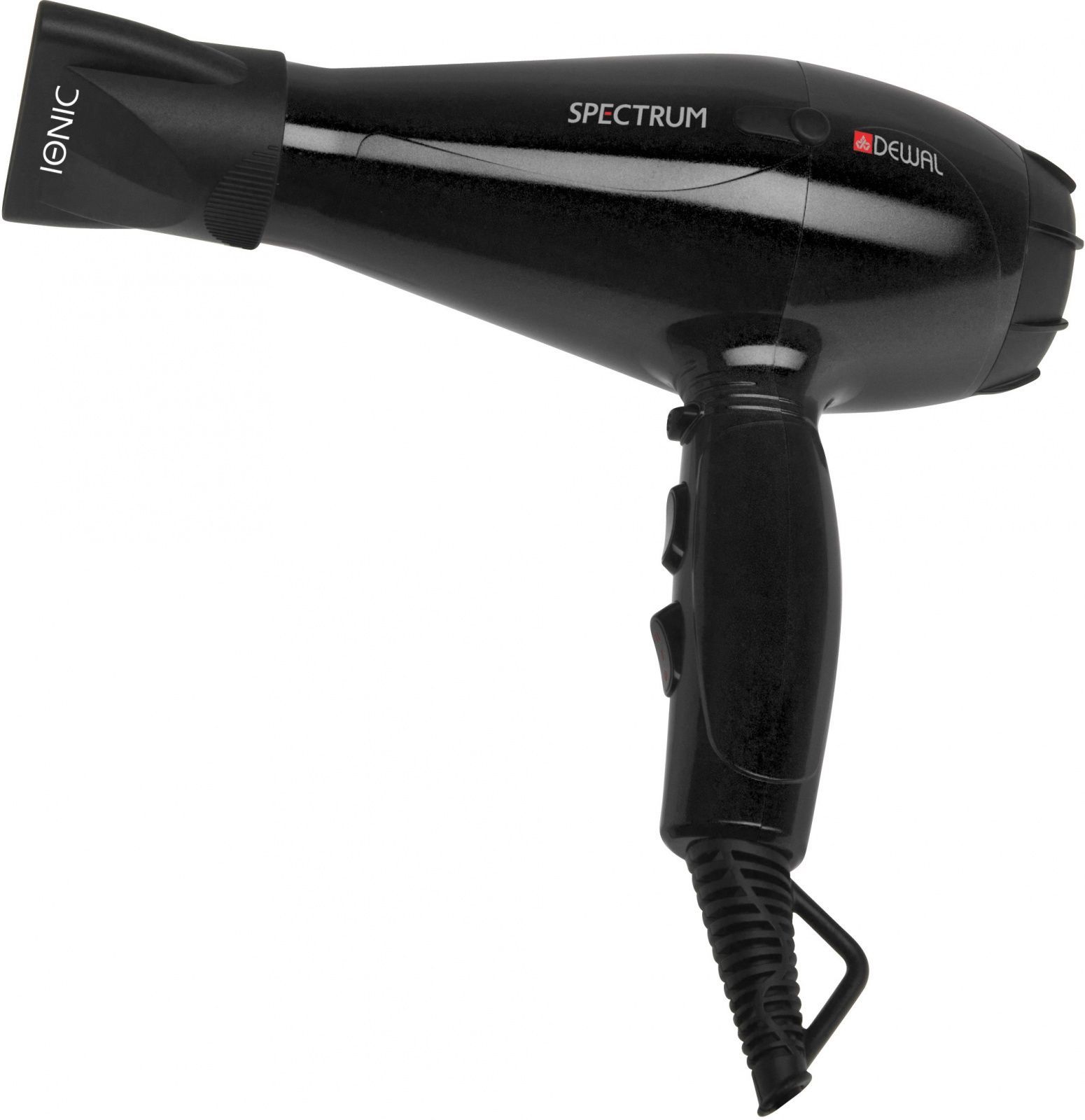 Фен DEWAL Spectrum черный, 2200 Вт, ионизация, 2 насадки