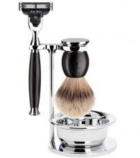 Бритвенный набор MUEHLE SOPHIST, африканское черное дерево, барсучий ворс Silvertip, бритва Mach3, чаша
