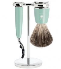 Бритвенный набор MUEHLE RYTMO, смола мятного цвета, натуральный барсучий ворс, бритва Mach3