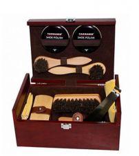 Подарочный набор для ухода за обувью Tarrago, в деревянном ящике. (10 предметов.)