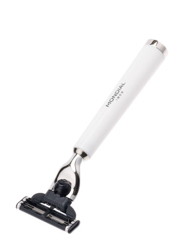 Бритвенный набор Mondial: станок, помазок, подставка; белая смола ST-365-BMT