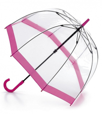 Прозрачный женский зонт-трость с полосой розового цвета, механика, Birdcage, Fulton L041-022