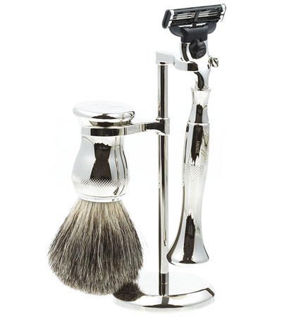 Бритвенный набор IL Ceppo: станок, помазок, подставка, серебристый цвет