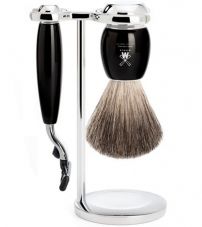 Бритвенный набор MUEHLE VIVO, черная смола, натуральный барсучий ворс, бритва Mach3