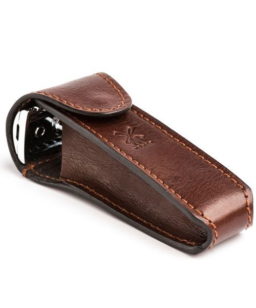 Дорожный чехол для Т-образной бритвы MUEHLE, коричневая кожа