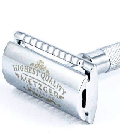 Т-образная бритва с двойным лезвием и латунным основанием Metzger Chromed Db-14534