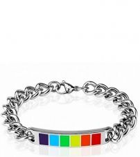 Браслет с пластиной эмалированной цветами радуги Spikes