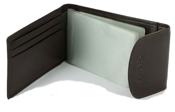 Визитница S.Quire, натуральная воловья кожа, коричневый, гладкая, 13x7,6 см