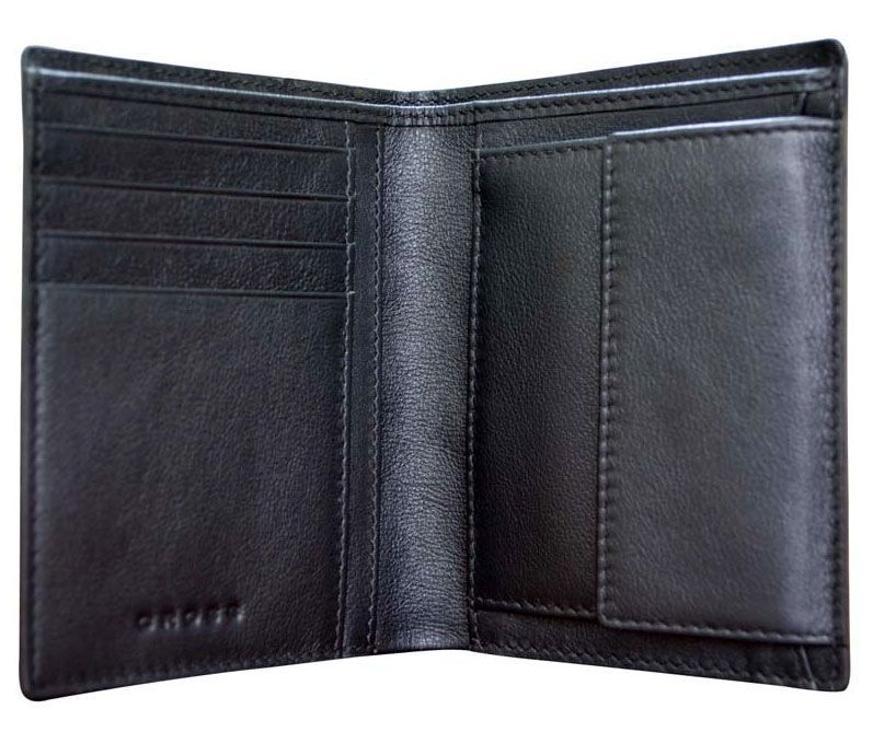 Кошелёк, Cross Nueva FV, кожа наппа, фактурная, чёрный, 9,5 х 1,5 х 12 см