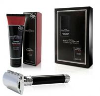 Подарочный набор Edwin Jagger черная бритва и крем для бритья сандал