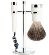 Бритвенный набор MUEHLE LISCIO, белая смола, натуральный барсучий ворс, бритва Fusion