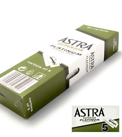 Блок сменных лезвий для безопасной бритвы "ASTRA" Superior Platinum 20 блочков по 5 лезвий  (блок зеленого  цвета)