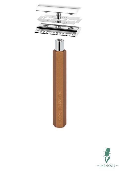 Т-образная бритва MUEHLE HEXAGON, анодированный алюминий, бронзовая, closed comb