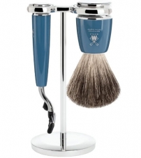 Бритвенный набор MUEHLE RYTMO, темно-бирюзовая смола, натуральный барсучий ворс, бритва Mach3