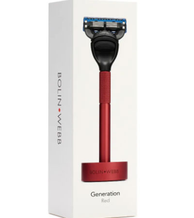 Набор Bolin Webb Generation, бритва матовая красная, подставка матовая красная