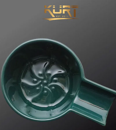 Чаша керамическая для бритья с ручкой зелёного цвета, KURT K_40056