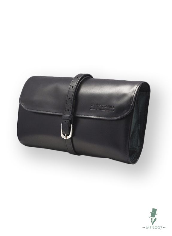 Черная кожаная дорожная косметичка Truefitt & Hill