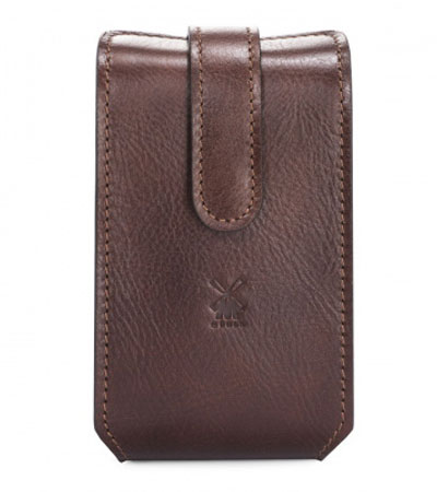 Дорожный бритвенный набор MUEHLE, чехол из натуральной коричневой кожи, дорожный помазок, Т-образная бритва