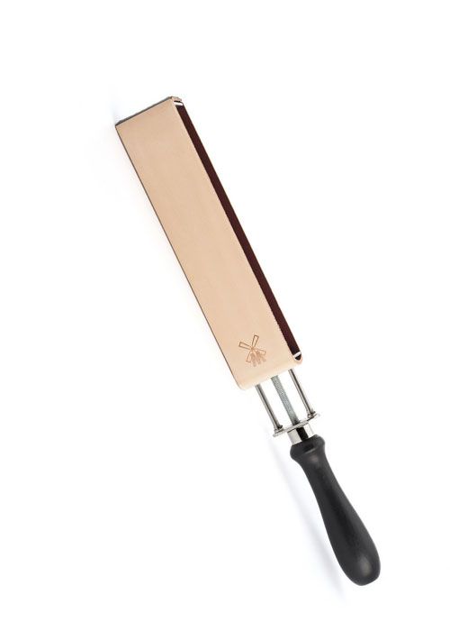 Двусторонний ремень с ручкой для правки опасной бритвы MUEHLE, кожа + текстиль