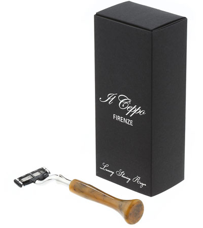 Станок для бритья IL Ceppo, MACH3, каучуковая смола, рукоять - желтый цвет, имитация мрамора