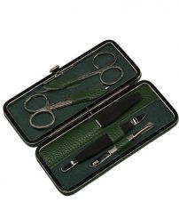 Маникюрный набор GD, 5пр.,Футляр: натур.кожа, цвет зеленый
