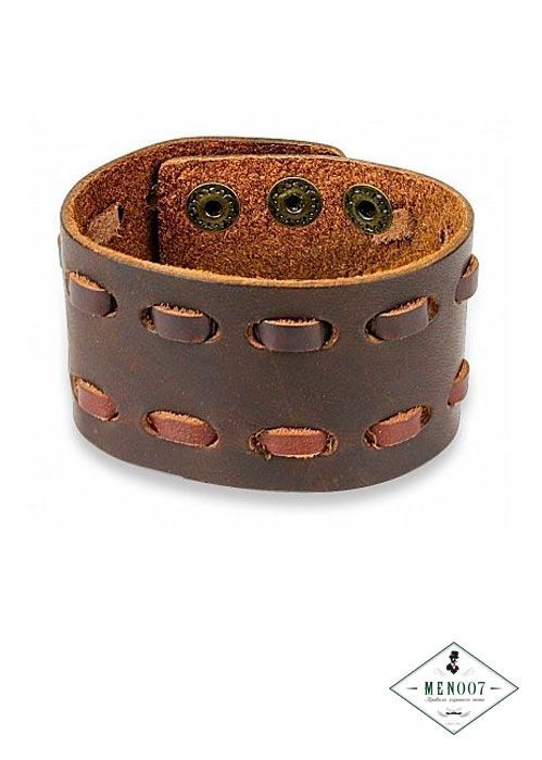 Браслет широкий с двойной строчкой Spikes