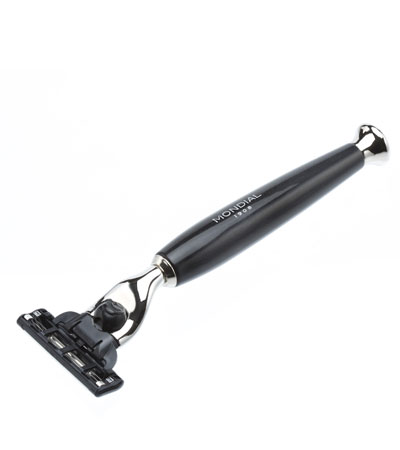 Бритвенный набор Mondial: станок MACH3, помазок, крем для бритья Mandorla (Миндаль), цвет черный GB-FIZ-BL-STK-M3-M