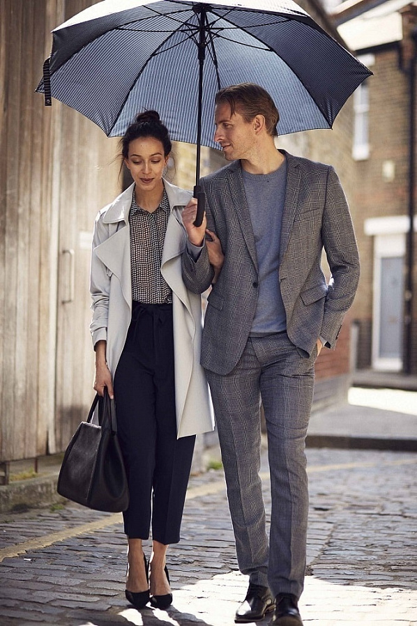 Элегантный зонт-трость с экстра куполом «Черный», автомат, Knightsbridge, Fulton G451-2162