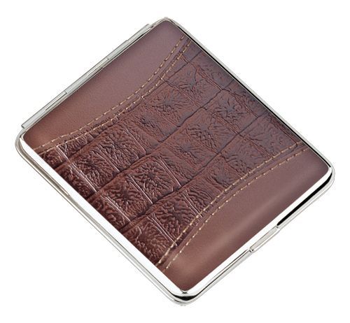 Портсигар коричневый с рисунком S.QUIRE