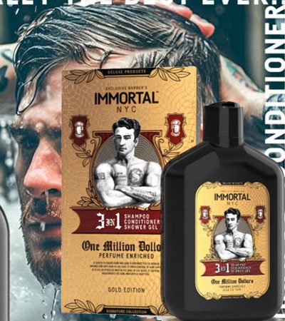 Парфюмированный Шампунь-Кондиционер-Гель для душа 3 IN 1 IMMORTAL Shampoon One Million Dollars  -500 мл.
