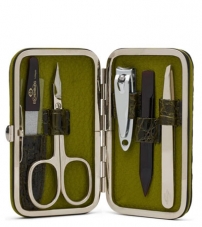 Маникюрный набор из 5 предметов в оливково-сером футляре Truefitt & Hill под кожу крокодила