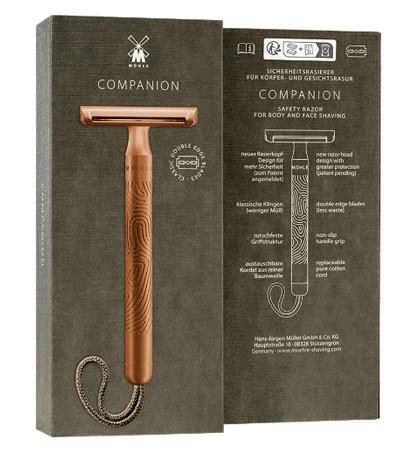 Т-образная бритва MUEHLE COMPANION, розовое золото, бежевый акцент