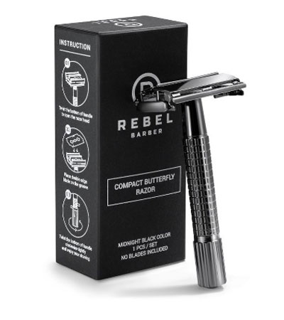 Бритвенный станок T - образный Rebel Barber Compact Midnight Black (Бабочка)