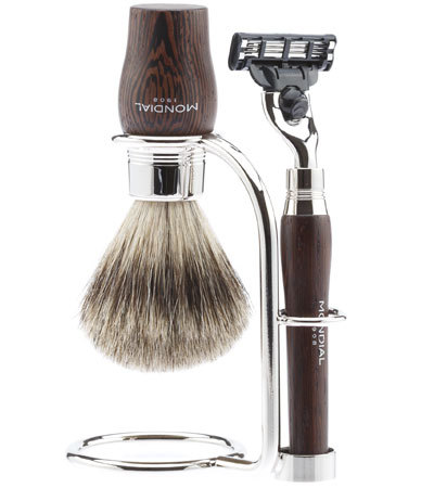 Бритвенный набор Mondial: станок MACH3, помазок, подставка; дерево Венге ST-VIE-W-II-M3