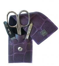 Маникюрный набор Erbe, 3пр. Футляр: натур.кожа, цвет фиолетовый