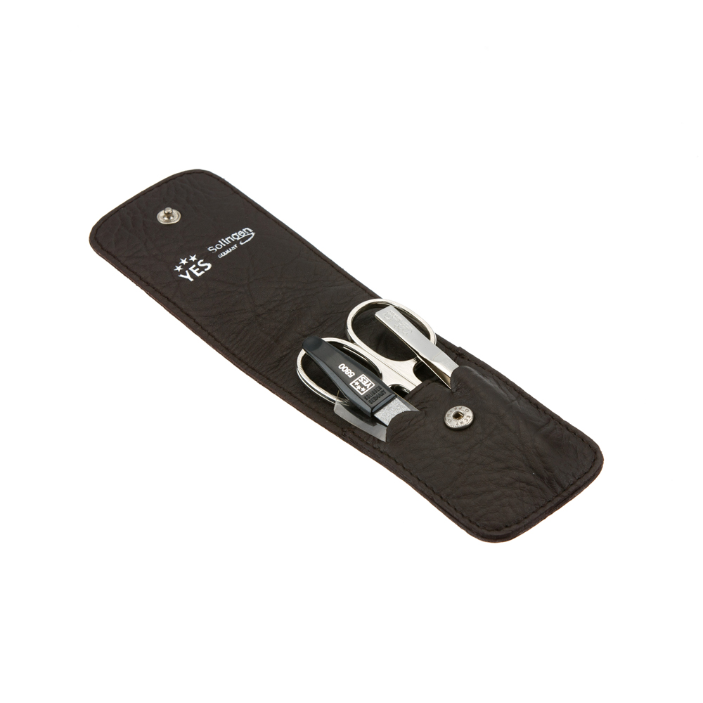 Маникюрный набор YES, 3 пр. 9010 Футляр: натуральная кожа, цвет коричневый