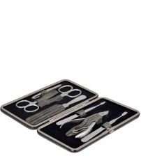 Маникюрный набор Erbe, 7пр. Футляр: натур.кожа, цвет серое дерево