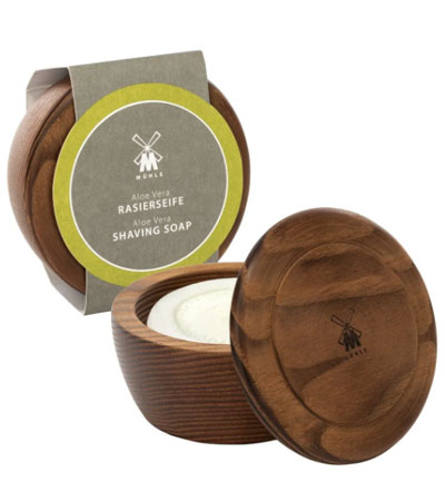 Твердое мыло для бритья MUEHLE в деревянной чаше, Алоэ Вера, 65 гр