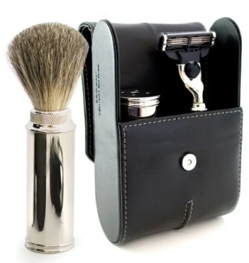 Дорожный бритвенный набор Mach 3 Edwin Jagger (Black Leather)